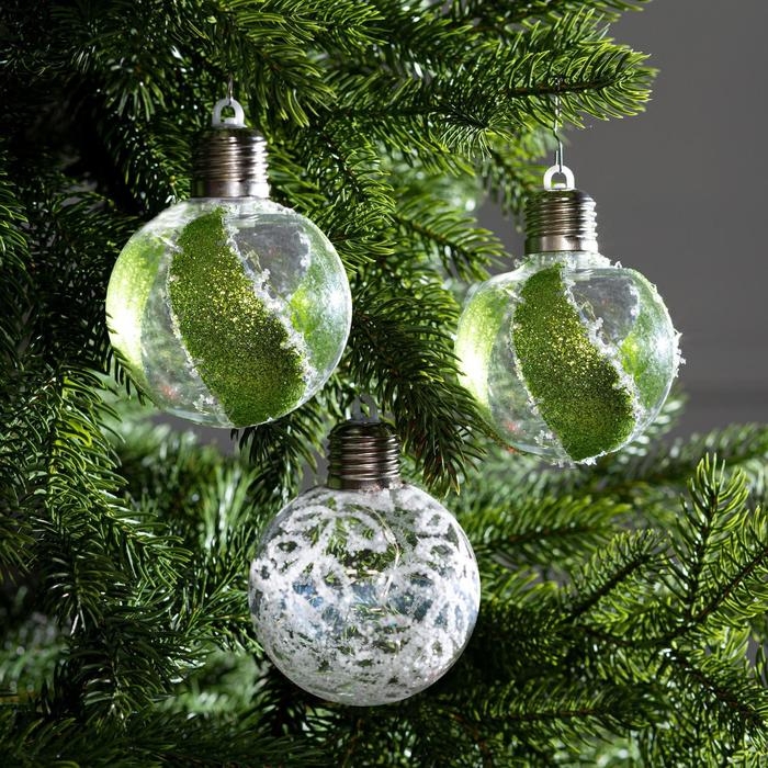 Набор ёлочных шаров «Шары с блёстками» 3 шт., батарейки, 5 LED, свечение белое Набор ёлочных шаров «Шары с блёстками» 3 шт., батарейки, 5 LED, свечение белое