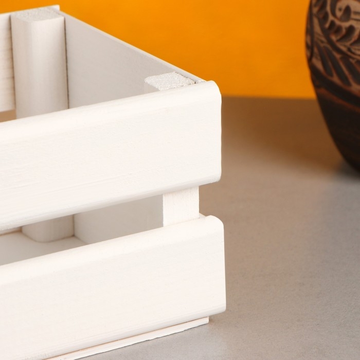 Кашпо деревянное 12&times;11&times;9 см "Однушка Лайт", двухреечное, белый Дарим Красиво