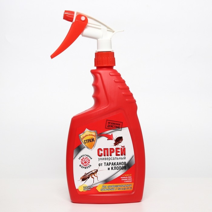 Спрей универсальный от клопов и блох Спрей универсальный от клопов и блох "Бдительный страж", с запахом лимона, 750 мл