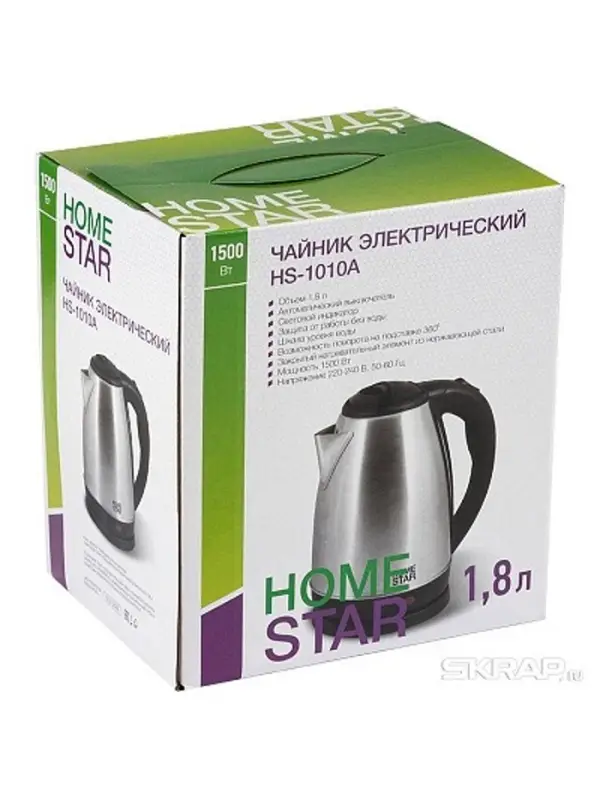 Чайник электрический  Homestar HS-1010A, металл, 1.8 л, 1500 Вт