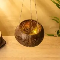 Подсвечник подвесной из кокоса, 13-17 см, коричневый