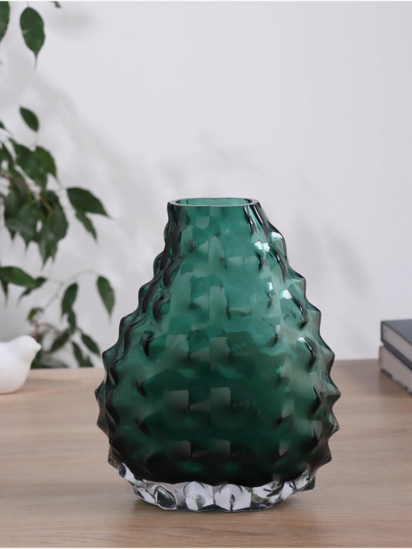 Ваза стекло настольная "Шерил галант" d-7*5 см, h-22х17 см, зелёный