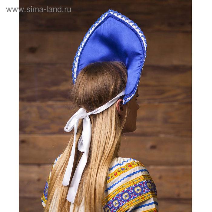 Кокошник &laquo;Морозный узор&raquo;, атлас, цвет синий