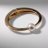 Браслет металл &laquo;Жемчужный&raquo; одна бусина, цвет золото