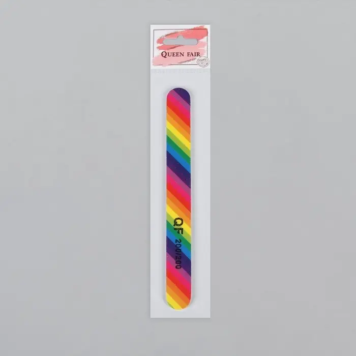 Пилка для ногтей &laquo;Радуга&raquo;, прямая, 200/200 грит, 18 см, разноцветная