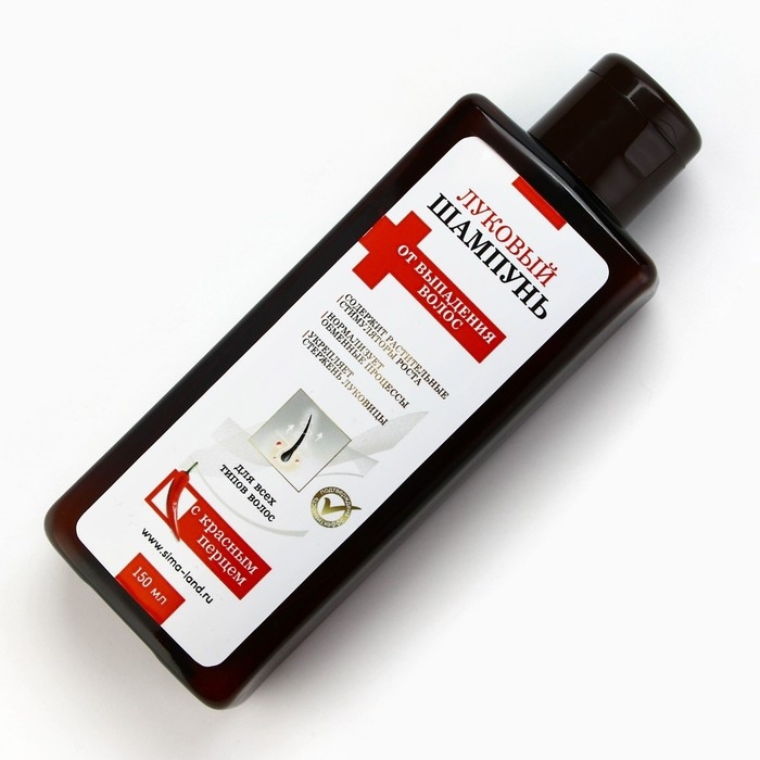 Луковый шампунь для волос против выпадения, с красным перцем, укрепление и рост, 150 мл, КЛАДОВАЯ КРАСОТЫ