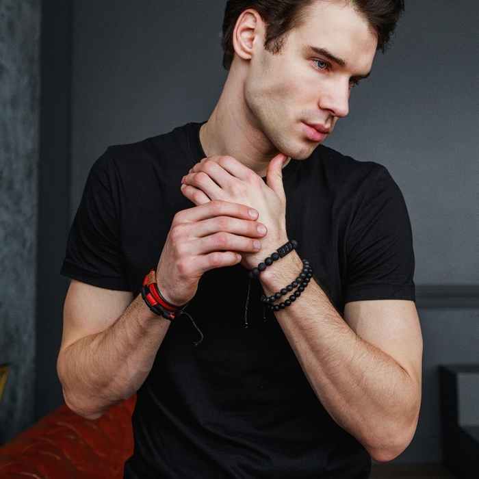 Браслет унисекс &laquo;Сила&raquo; плетение, цвет чёрно-красный, d=7 см