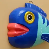 Панно "Рыба-клоун" дерево 20х16х4 см, цв. сине-бирюзовый