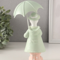 Сувенир полистоун "Утка в зелёном дождевике под зонтом" 7х6,5х15,5/18 см