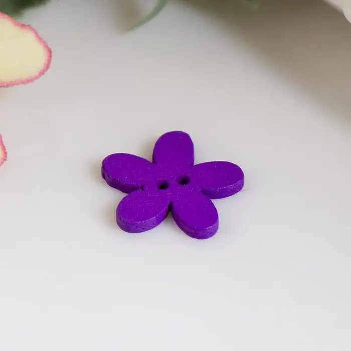 Набор пуговиц декоративных дерево "Яркие цветочки" (набор 30 шт) МИКС 1,5х1,5 см