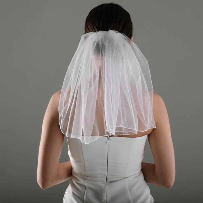 Вуаль ( фата ) "Цветочная", белая, 40 см, полиэстер