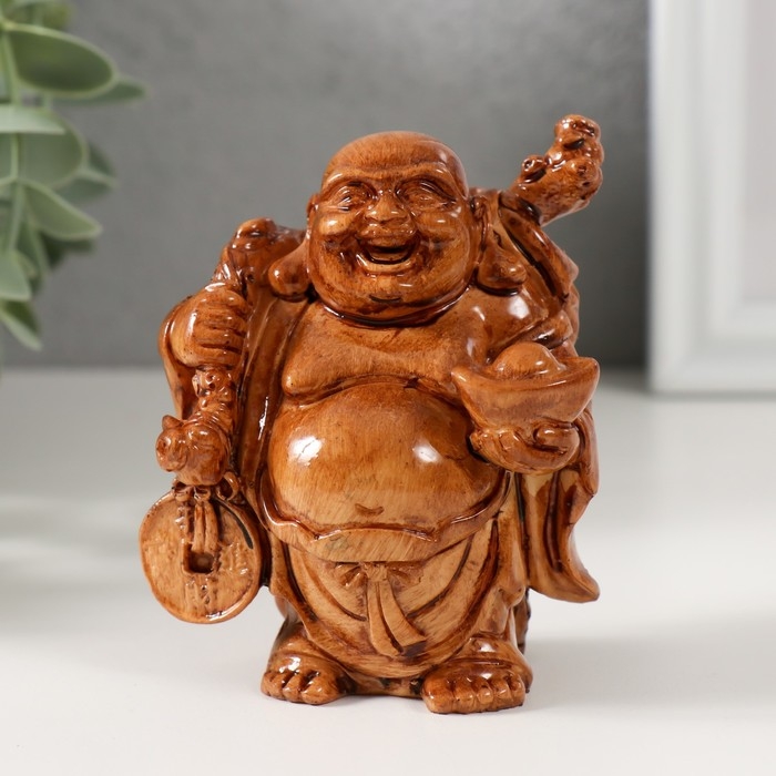 Нэцкэ полистоун под дерево Нэцкэ полистоун под дерево "Хотей. Богатство" 7,2х6,8х9,2 см