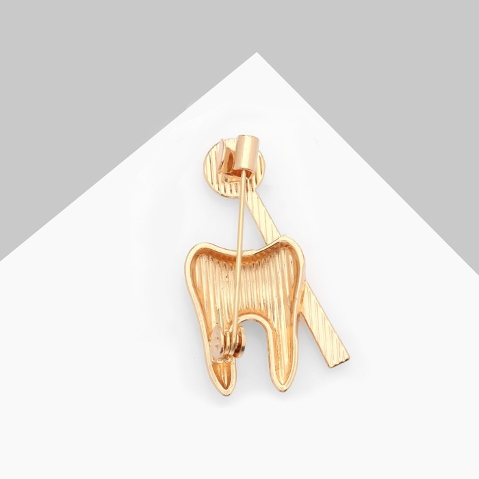 Брошь &laquo;Зуб с зеркалом&raquo;, цвет белый в золоте