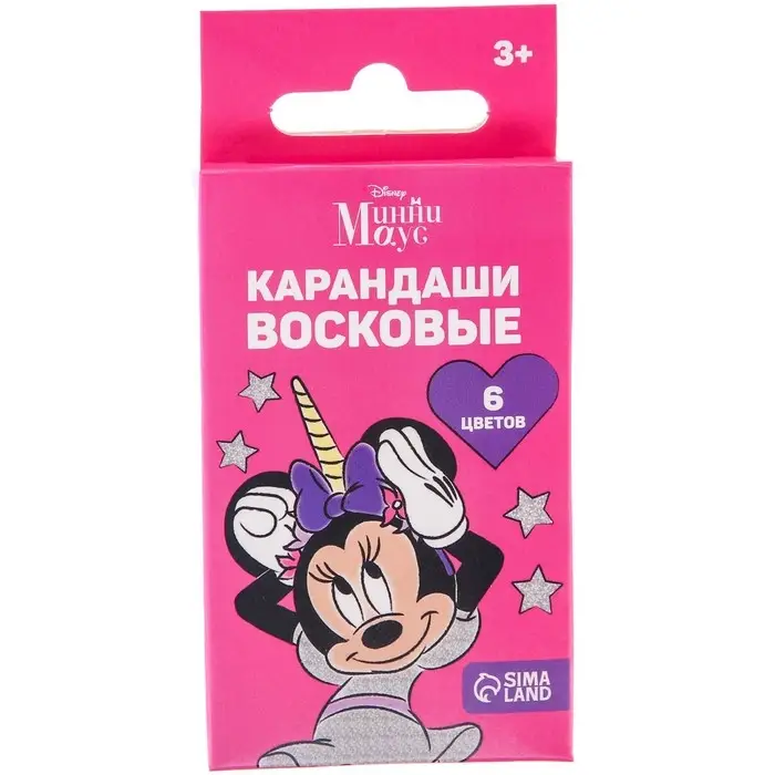 Восковые мелки - карандаши &laquo;Минни Маус&raquo;, 6 цветов