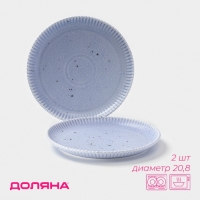 Тарелки Доляна &laquo;Коралл&raquo;, d=20,8 см, набор 2 шт, фарфор, голубые