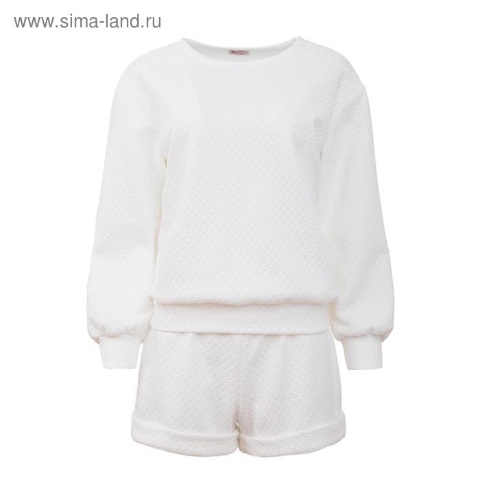 Пижама женская (свитшот, шорты) MINAKU: New happy, размер 54, белая