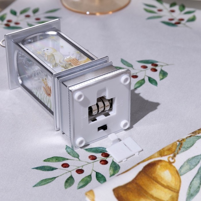 Светодиодная фигура &laquo;Серебристый фонарь с совой&raquo; 5 &times; 12 &times; 5 см, пластик, батарейки AG13х3 (в комплекте), свечение тёплое белое