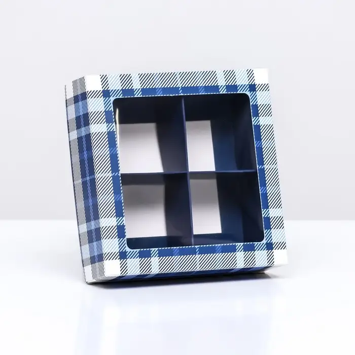 Коробка для 4 конфеты, &laquo;Мужской&raquo; 12.6&times;12.6&times;3.5 см