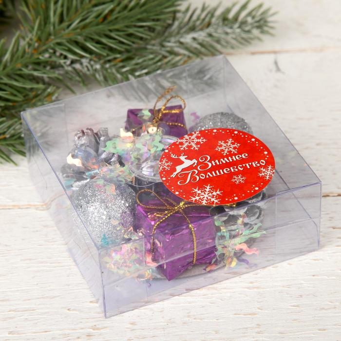 Подсвечник на одну свечу Подсвечник на одну свечу "Мишура волна" шишки, шарик, подарки, 7,5х3,5 см отв d-2 см