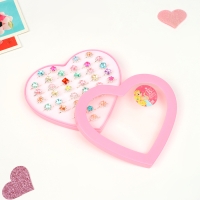 Кольца детские набор 36шт &laquo;Выбражулька&raquo; геометрия, цвет МИКС, форма МИКС в серебре, б-р