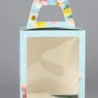 Коробка подарочная пасхальная с окном &laquo;Небесная голубая&raquo; 15&times;15&times;18 см