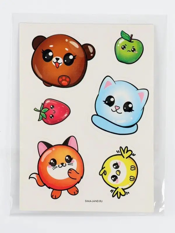 Наклейки &laquo;Зверята&raquo;, 8&times;11 см