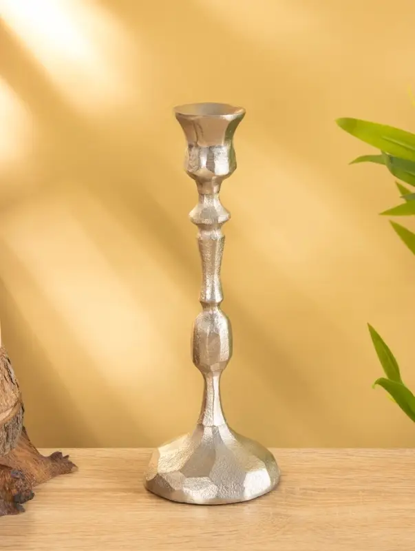 Подсвечник "Грани" алюминий 25 см, цв. серебро