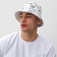 Панама двусторонняя MINAKU с надписями, цвет белый, размер 58