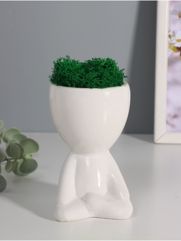 Кашпо керамика "Мистер Грин йог" 11,5*7*8 см белый