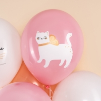 Воздушный шар латексный 12" "Кошечка с бантом" ассорти, пастель, 1ст., набор 25 шт., МИКС
