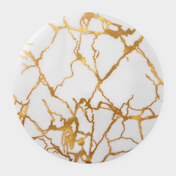 Салфетка сервировочная на стол &laquo;Мрамор&raquo;, d=38 см, цвет белый