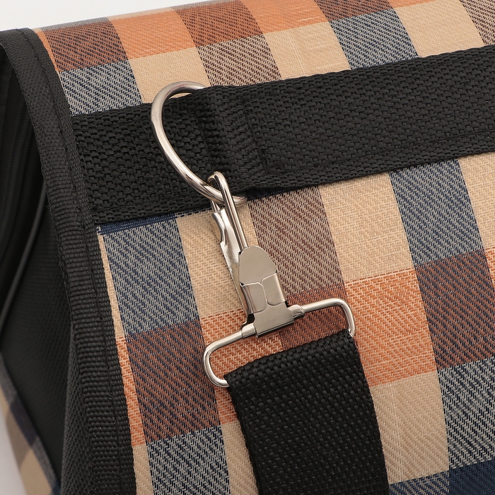 Сумка-переноска каркасная со шторкой, размер L, 53 х 22 х 29 см, клетчатая