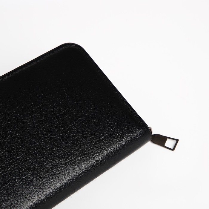 Портмоне мужское на молнии, отдел для купюр, для карт, для монет, цвет чёрный Портмоне мужское на молнии, отдел для купюр, для карт, для монет, цвет чёрный