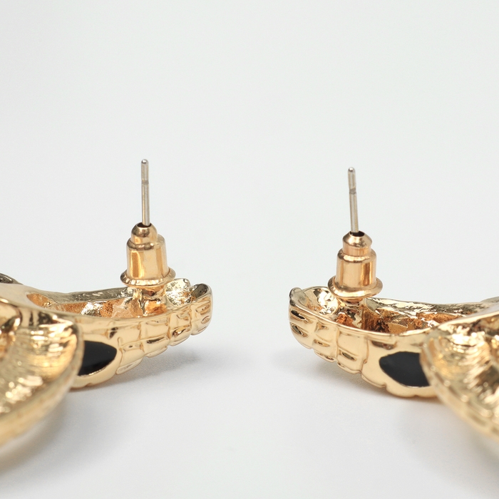 Новый год! Символ года 2025! Серьги со стразами &laquo;Змея&raquo; кольцо соблазна, цвет белый в золоте