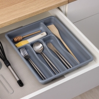 Лоток для столовых приборов, 36&times;29&times;5 см, 5 отделений, цвет серый