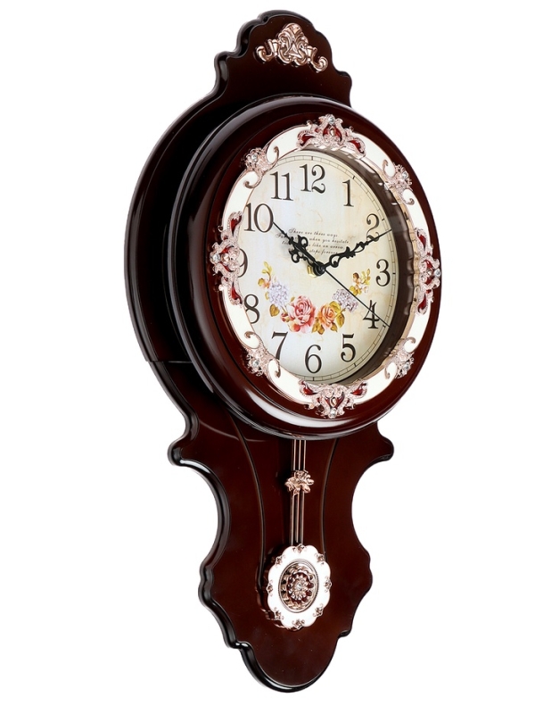 Часы настенные интерьерные с маятником, 2 батарейки, 56 х 30 х 28 см, d-20 см, коричневые