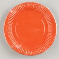 Тарелка одноразовая бумажная однотонная, оранжевая