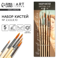 Кисть для рисования набор 5 шт. синтетика круглые &laquo;Искусство должно быть во всем&raquo; № 2, 4, 6, 8, 10