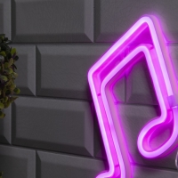 Неоновая вывеска &laquo;Ноты&raquo; 19 &times; 21 см, батарейки ААх3 (не в комплекте), USB, свечение розовое