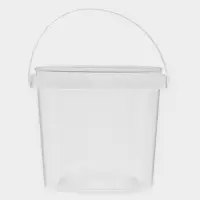 Ведро с ручкой одноразовое, пластик, 1 л, пищевое, прозрачное