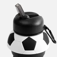Складная бутылка для воды Football Flex, белая с черным
