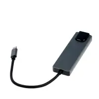 Type-C-разветвитель (HUB), HDMI/USB3.0/USB3.0/RJ45/PD, 60 ВТ, 3 А, кабель 13.5 см, серый