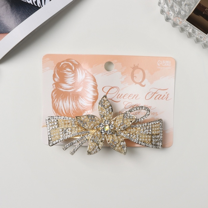 Заколка-автомат для волос "Ливия" цветок стиль, 8,5 см, золото