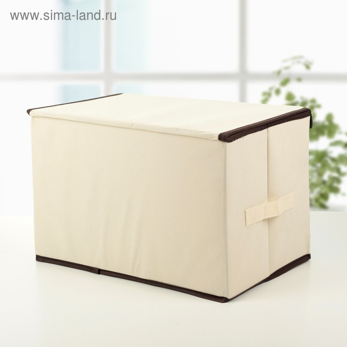 Короб стеллажный для хранения с крышкой &laquo;Фламинго&raquo;, 39&times;25&times;25 см, цвет бежевый