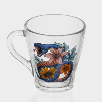 Кружка стеклянная кофейная &laquo;Цветы и змеи&raquo;, 250 мл