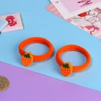 Резинка для волос &laquo;Летнее настроение&raquo;, набор 2 шт., клубничка, 3.5 см, оранжевая
