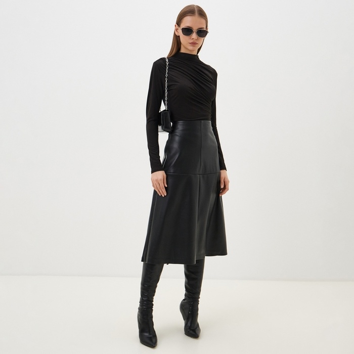 Лонгслив женский с драпировкой MIST Classic Collection, размер 48, черный Лонгслив женский с драпировкой MIST Classic Collection, размер 48, черный