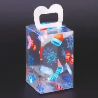 Коробка подарочная новогодняя складная ПВХ &laquo;С Праздником!&raquo; 6&times;6&times;10 см