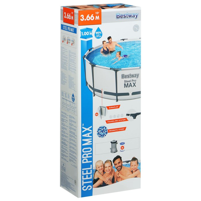 Бассейн каркасный Steel Pro MAX, 366 х 100 см, фильтр-насос, 56260 Bestway Бассейн каркасный Steel Pro MAX, 366 х 100 см, фильтр-насос, 56260 Bestway