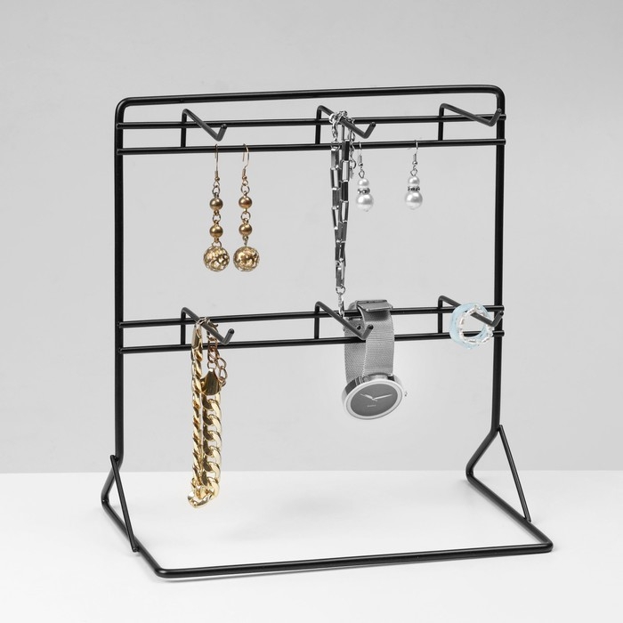 Подставка для украшений «Стойка настольная», 6 крючков 9 см, 25×15×26,5 см, цвет чёрный Подставка для украшений «Стойка настольная», 6 крючков 9 см, 25×15×26,5 см, цвет чёрный